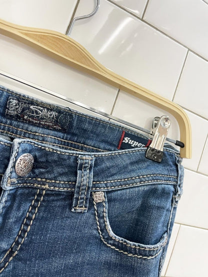 y2k silver aiko super stretch bootcut jeans - good market thrift store