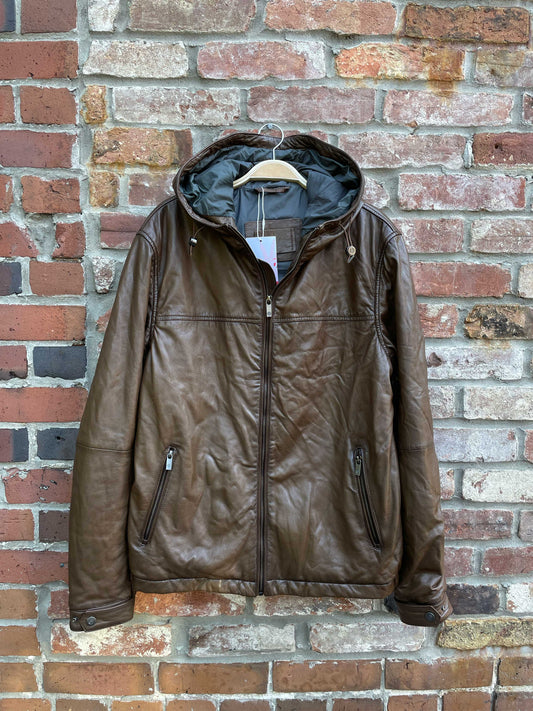 massimo dutti nappa butter leather hooded jacket