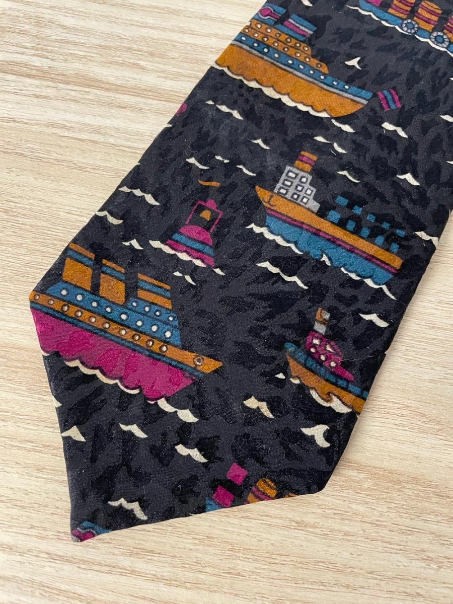 vintage pierre cardin paris boats silk tie - good market thrift store