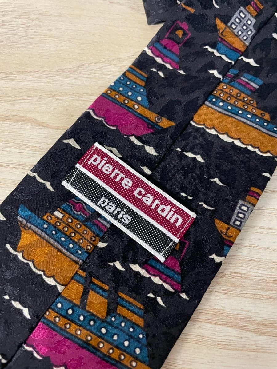 vintage pierre cardin paris boats silk tie - good market thrift store