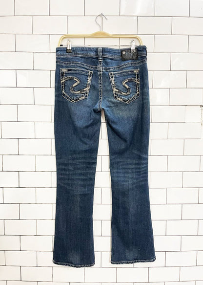 y2k silver aiko super stretch bootcut jeans - good market thrift store