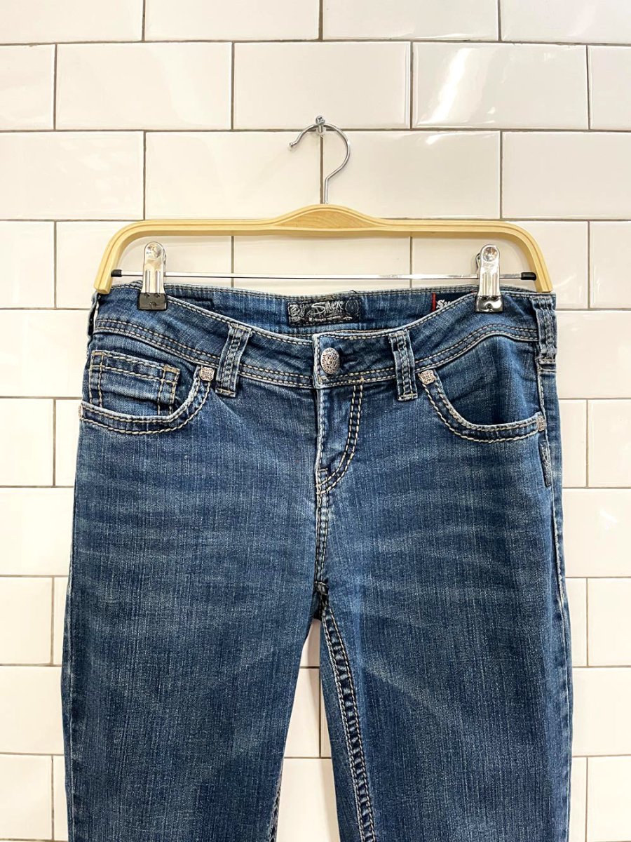 y2k silver aiko super stretch bootcut jeans - good market thrift store