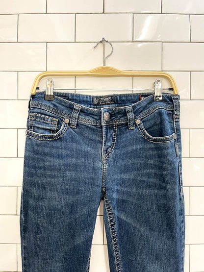 y2k silver aiko super stretch bootcut jeans - good market thrift store