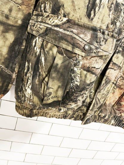 mossy oak camo hooded puffer bomber jacket - good market thrift store