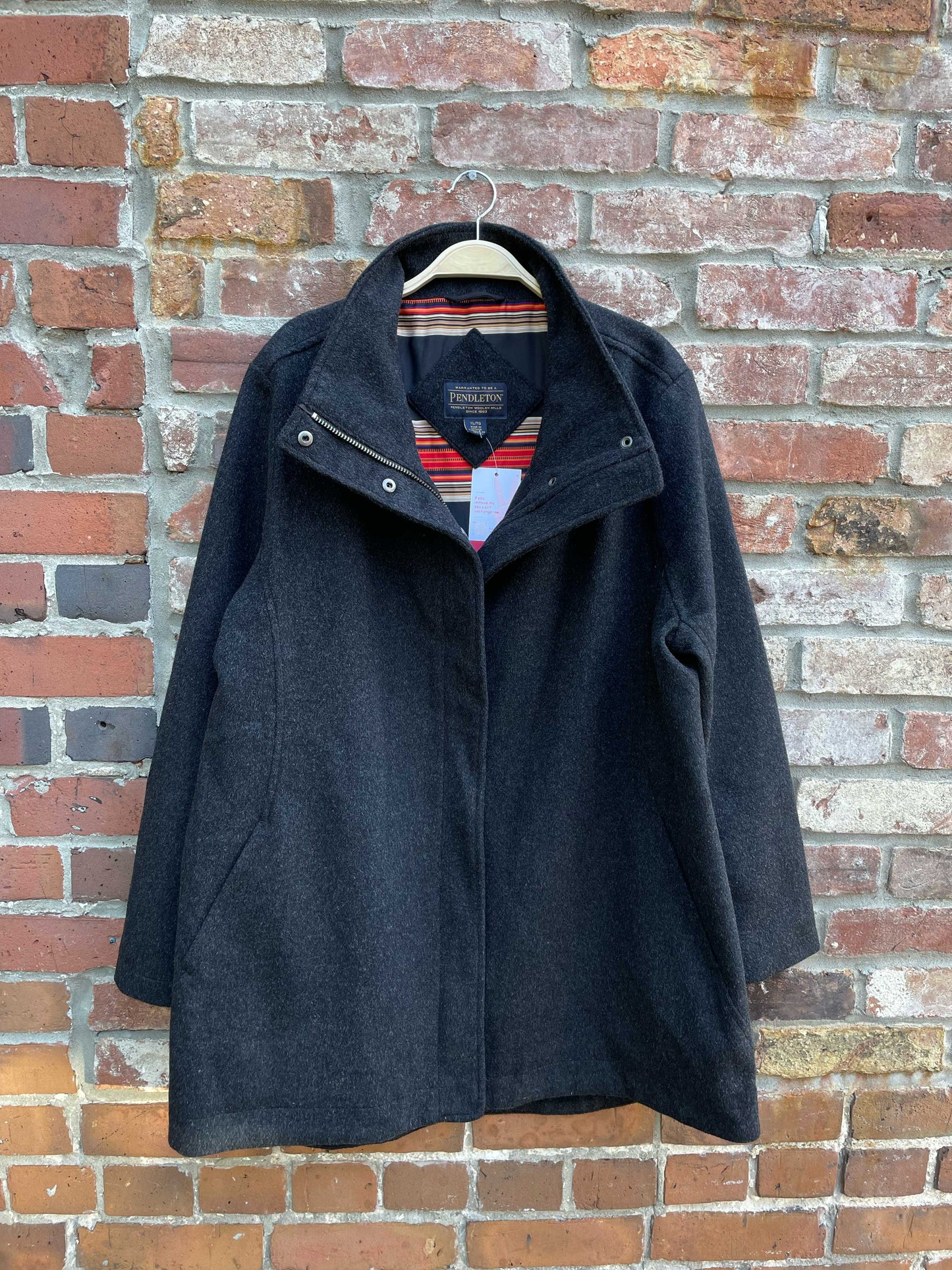 pendleton grey full zip wool coat