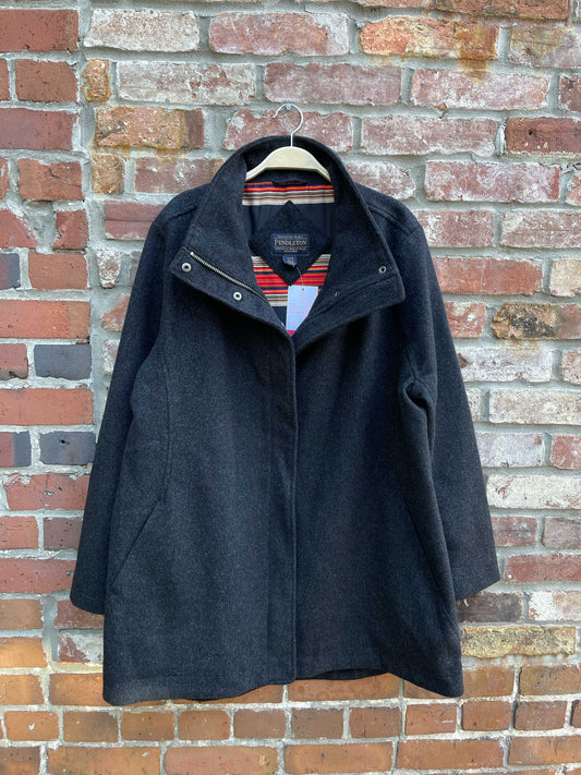 pendleton grey full zip wool coat