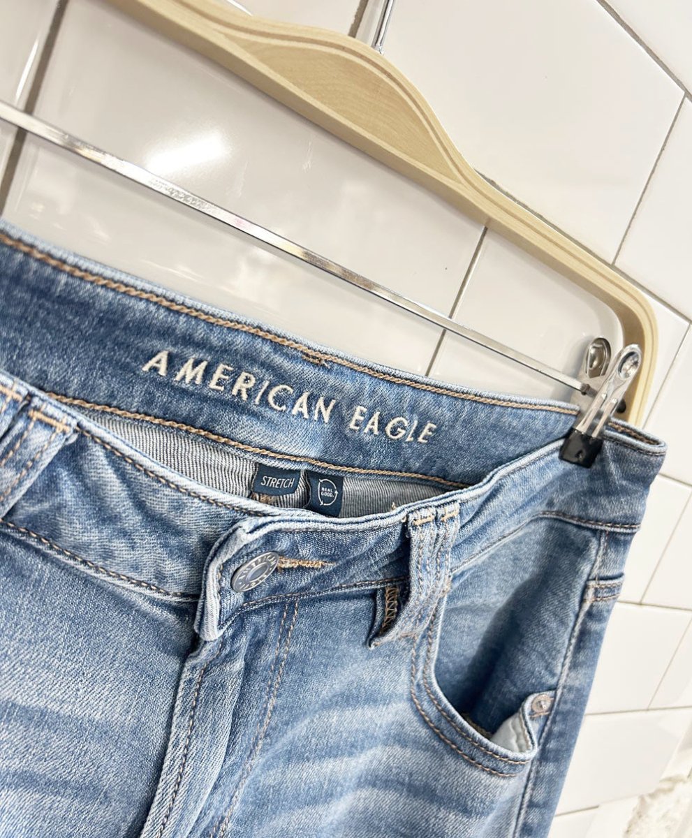 ae stretch super high - rise wide leg cargo jeans - good market thrift store