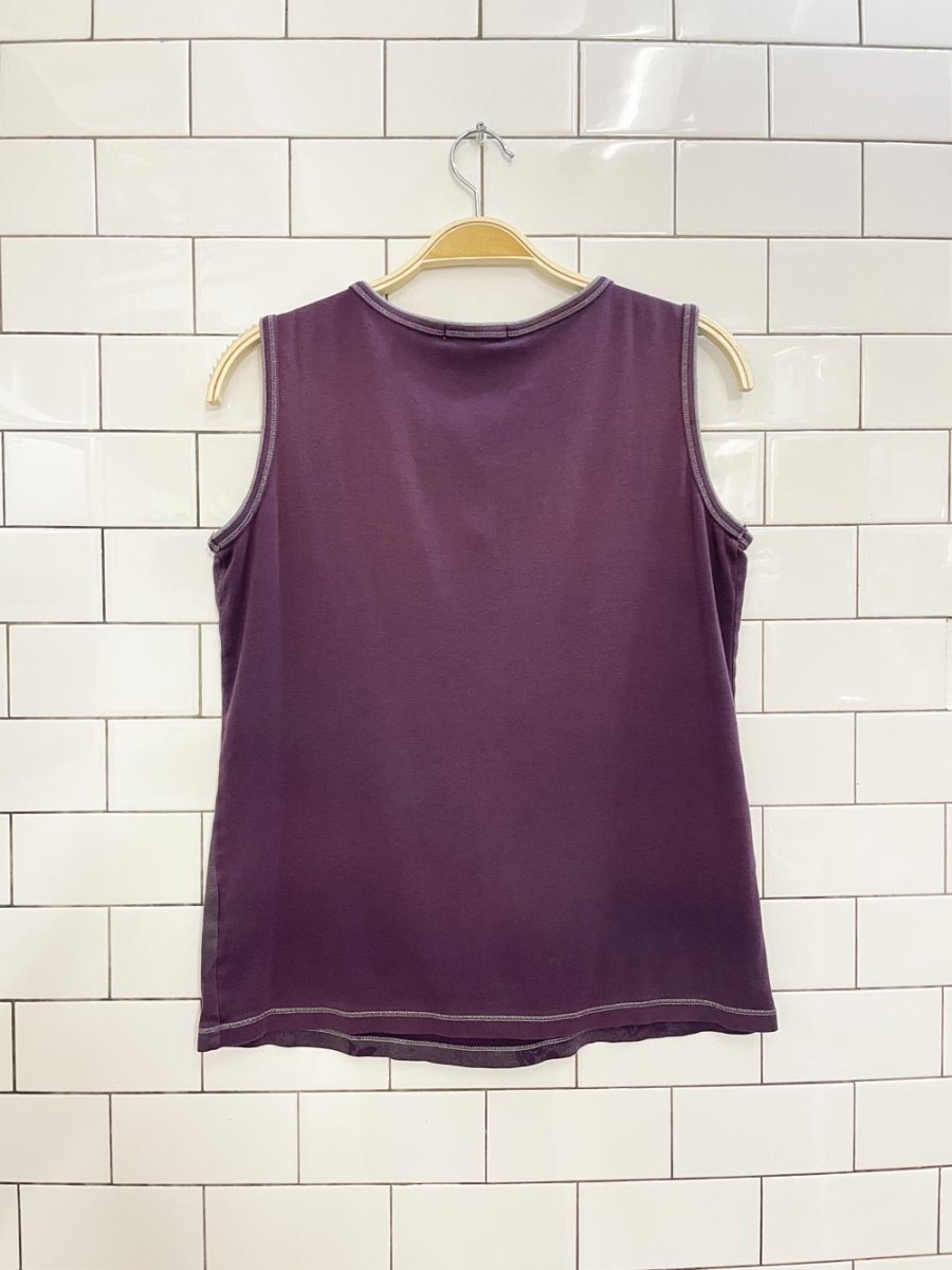 y2k blue canyon clothing gem rose print sleeveless tee - good market thrift store