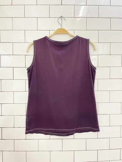 y2k blue canyon clothing gem rose print sleeveless tee - good market thrift store