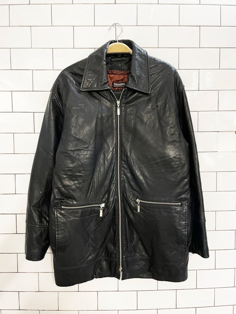 vintage 00s danier butter leather minimal zip jacket | zip out liner - good market thrift store