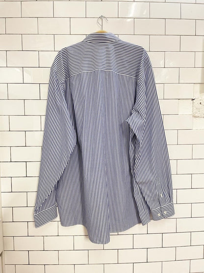 cutter & buck oversized menswear blue stripe shirt - good market thrift store