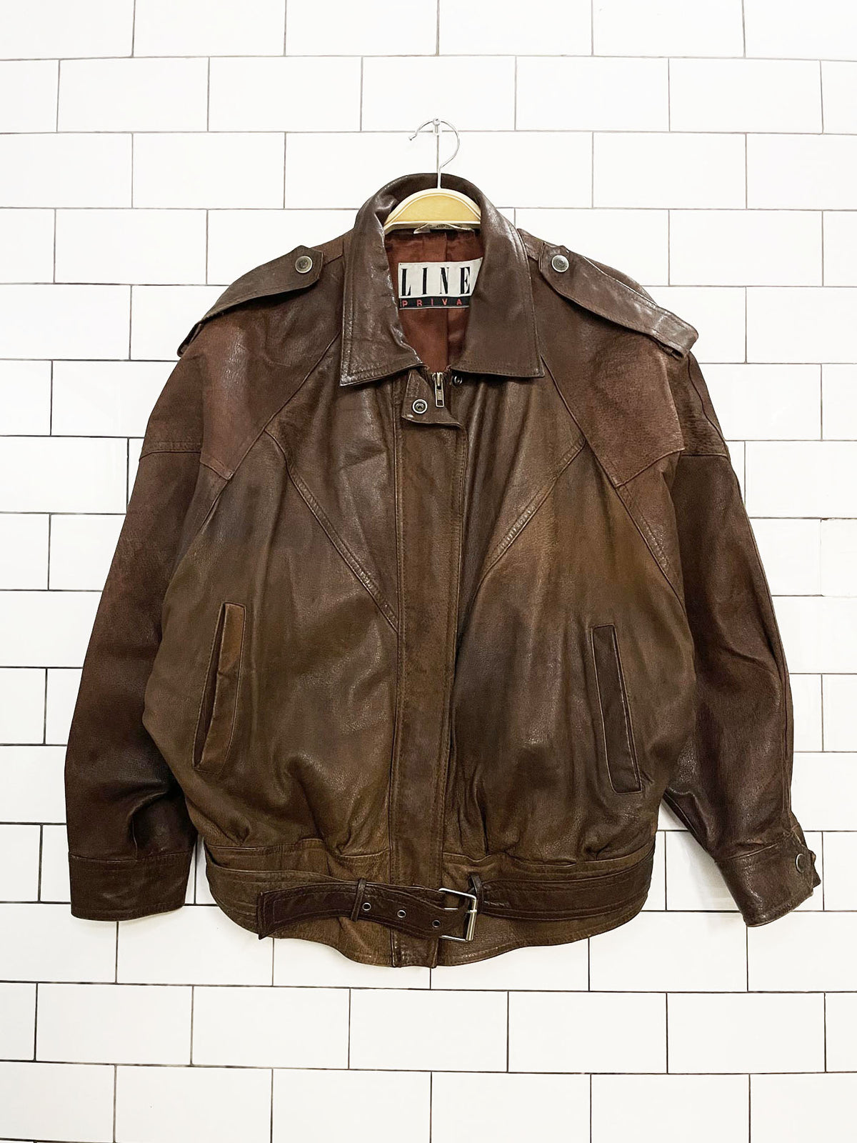 vintage 90s linea privata soft leather oversized belted bomber jacket