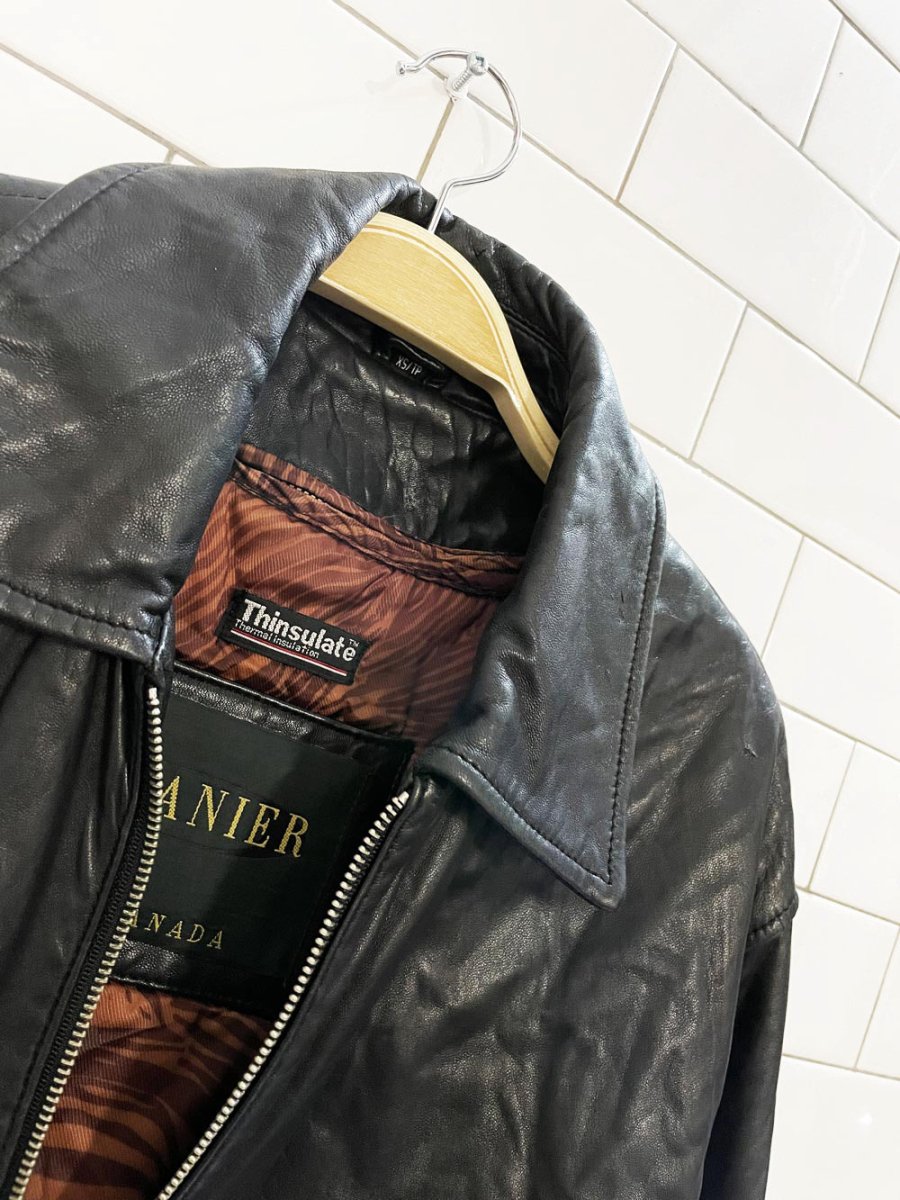 vintage 00s danier butter leather minimal zip jacket | zip out liner - good market thrift store