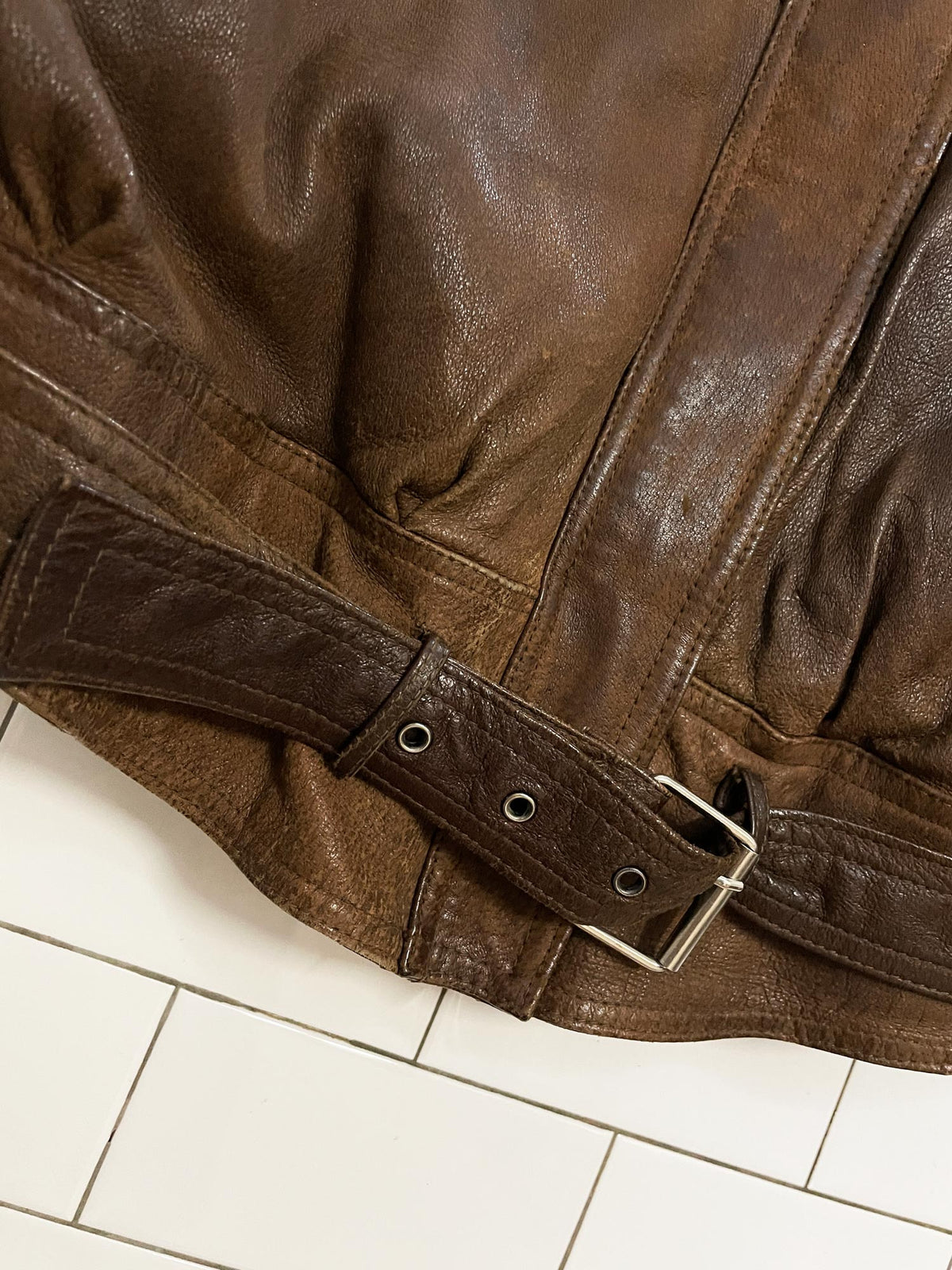 vintage 90s linea privata soft leather oversized belted bomber jacket