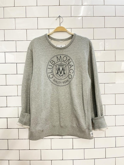 club monaco x reigning champ crest sweatshirt - good market thrift store