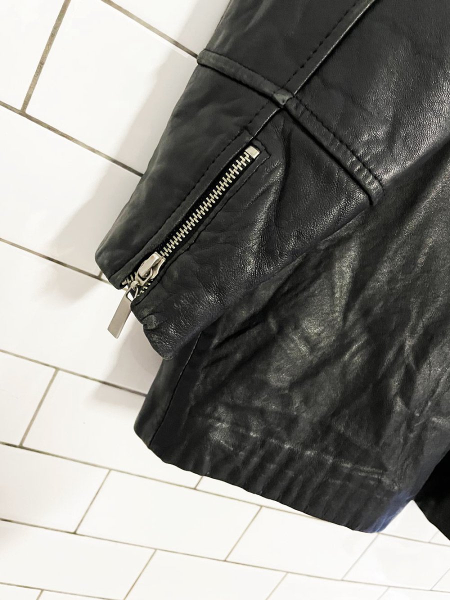 vintage 00s danier butter leather minimal zip jacket | zip out liner - good market thrift store