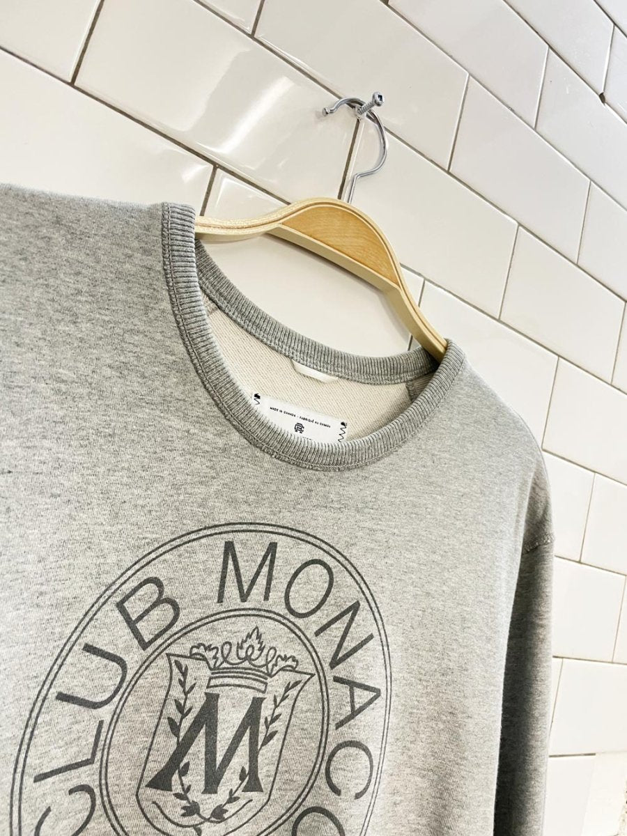 club monaco x reigning champ crest sweatshirt - good market thrift store