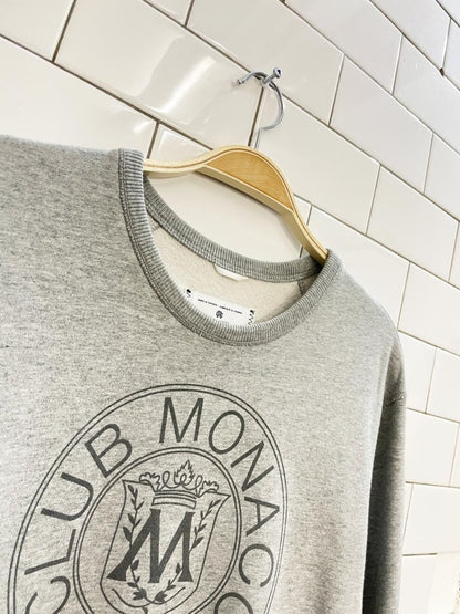 club monaco x reigning champ crest sweatshirt - good market thrift store