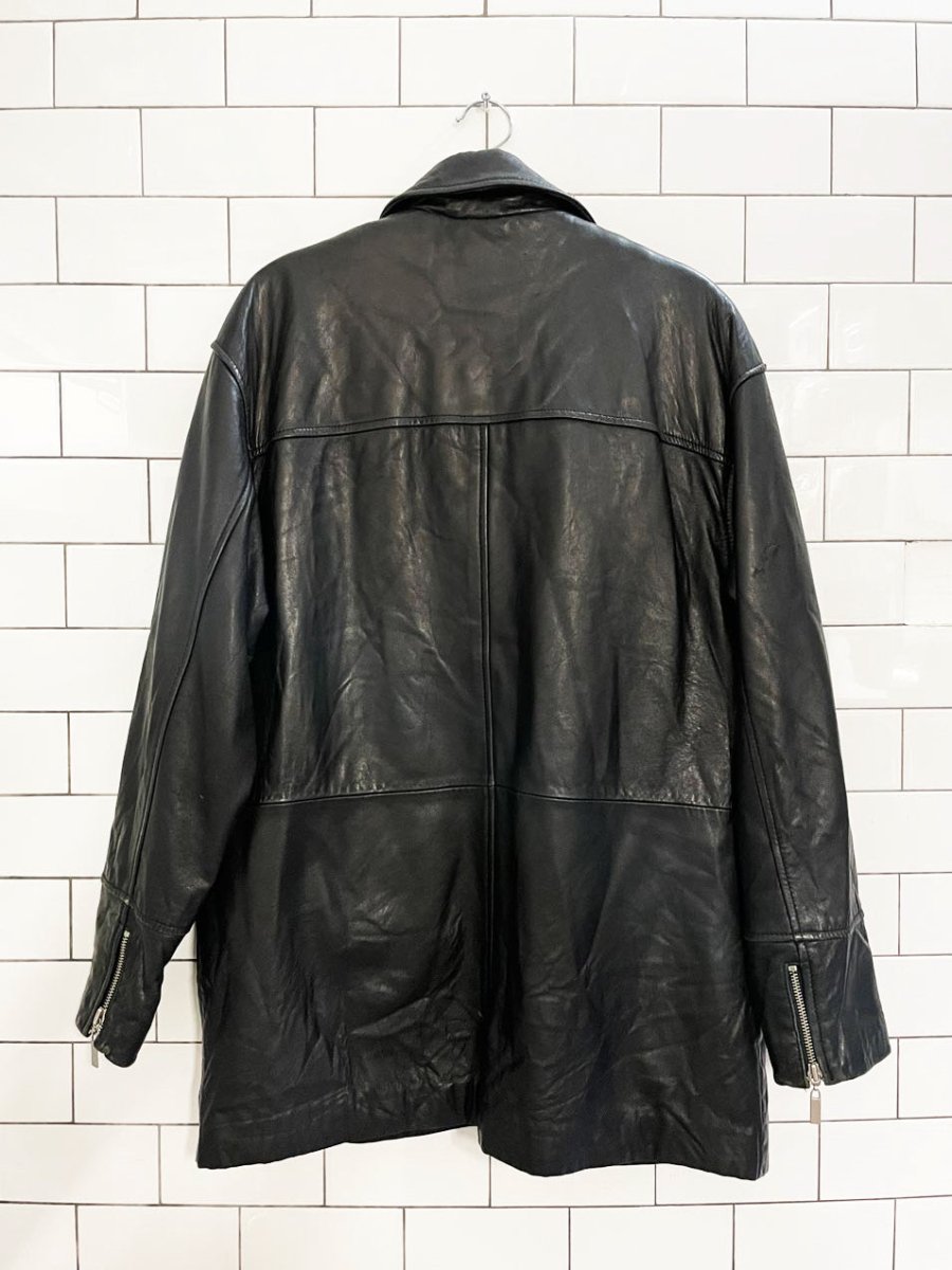 vintage 00s danier butter leather minimal zip jacket | zip out liner - good market thrift store