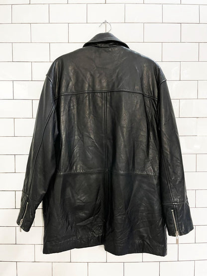 vintage 00s danier butter leather minimal zip jacket | zip out liner - good market thrift store