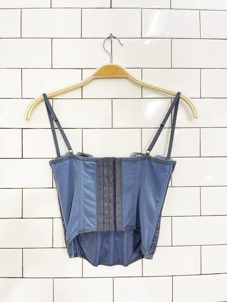 UO out from under lucy blue floral lace corset top - good market thrift store