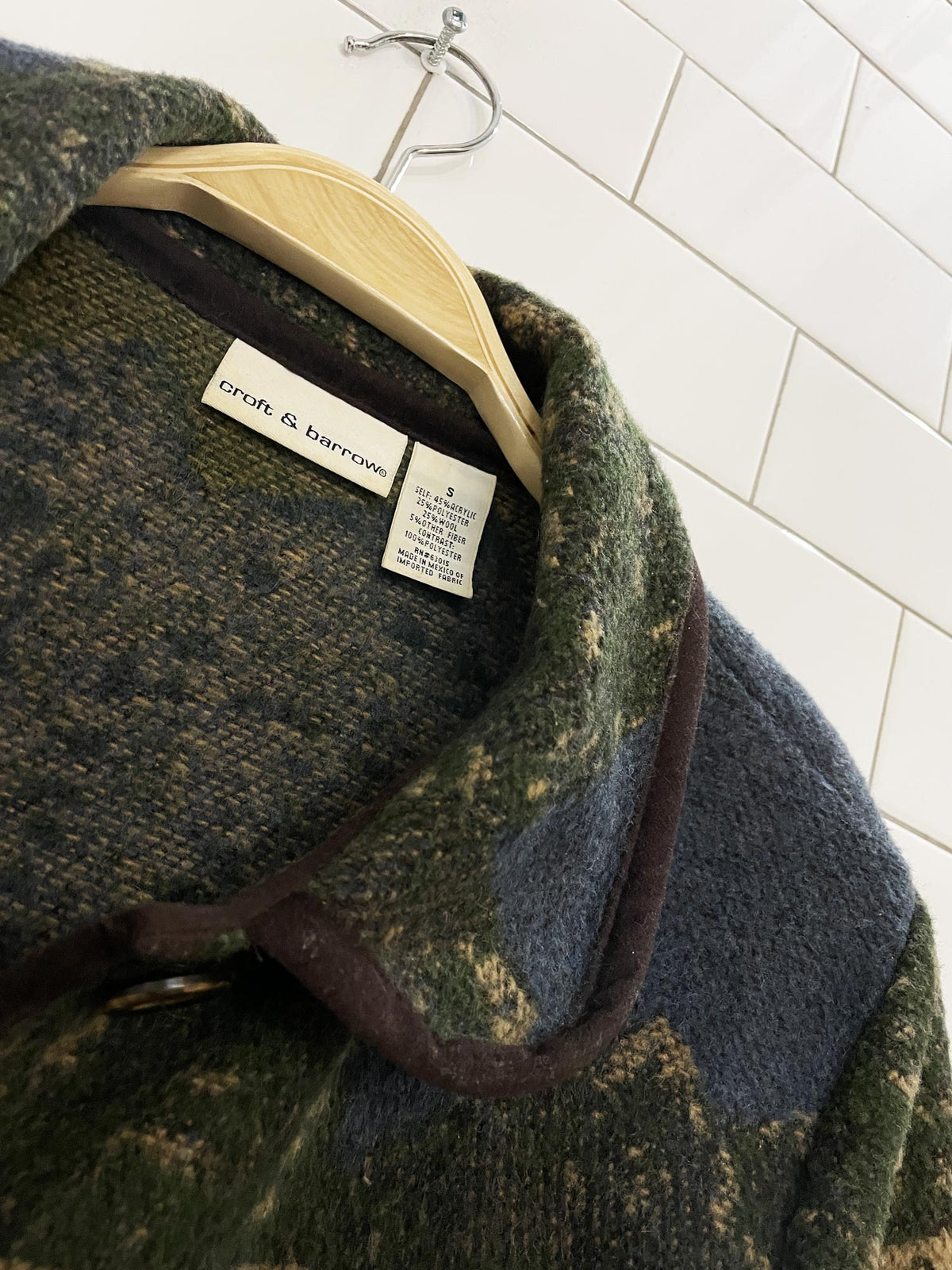 vintage croft & barrow wool-blend cottage woven sweater jacket