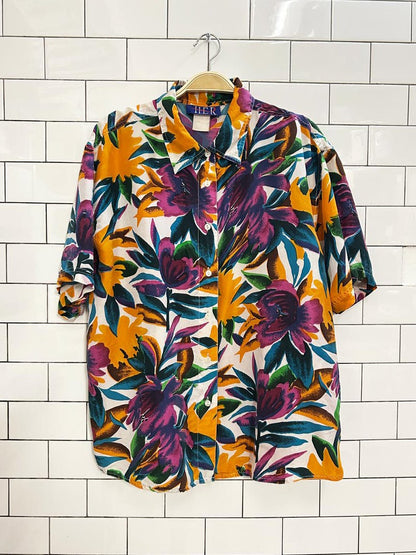 vintage 90s HER 100% silk floral blouse - good market thrift store