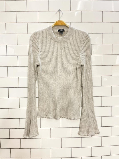 paige iona cotton - silk ribbed flare sleeve knit top - good market thrift store