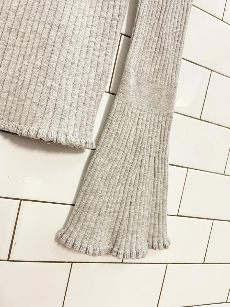 paige iona cotton - silk ribbed flare sleeve knit top - good market thrift store