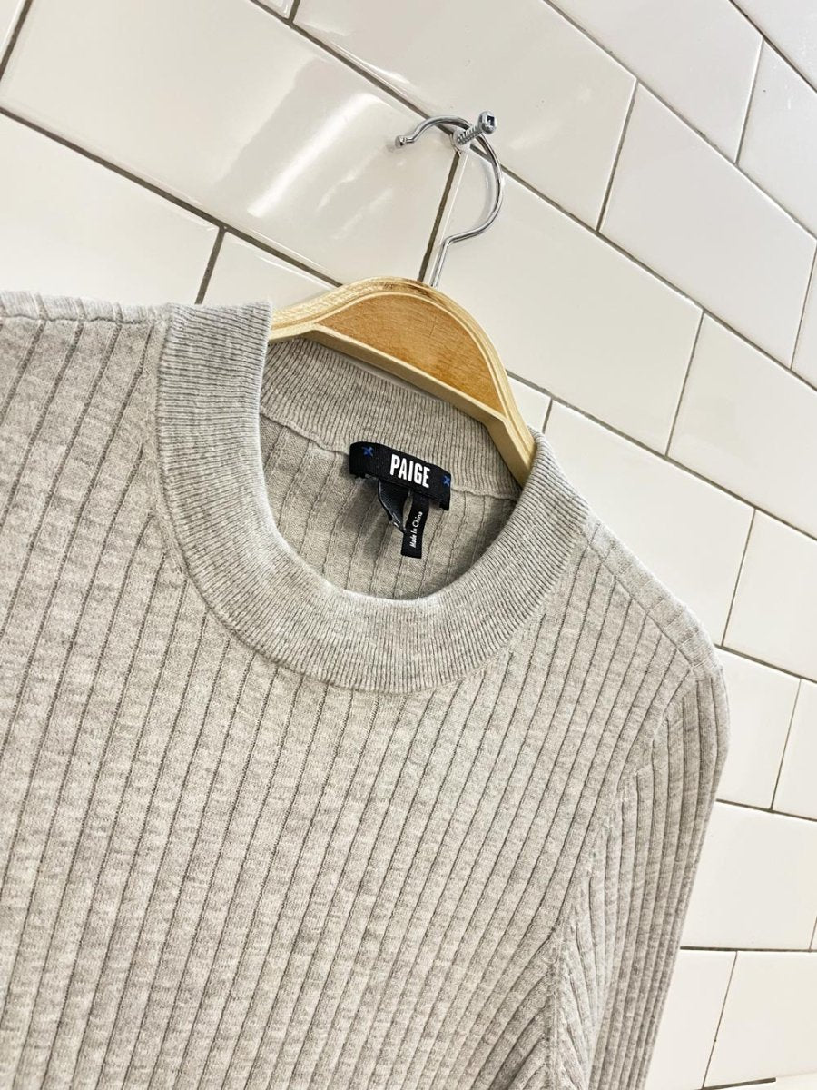 paige iona cotton - silk ribbed flare sleeve knit top - good market thrift store