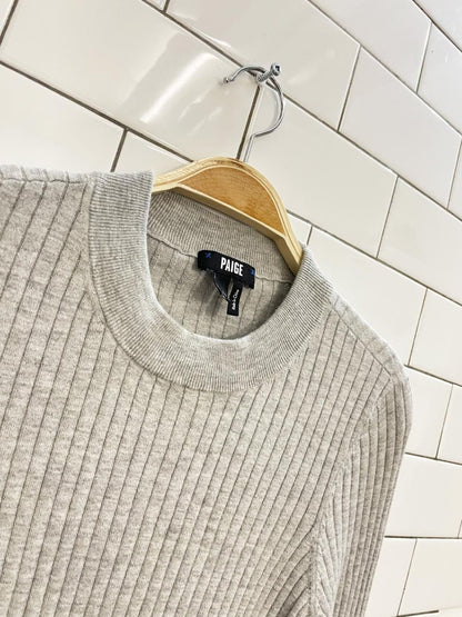 paige iona cotton - silk ribbed flare sleeve knit top - good market thrift store