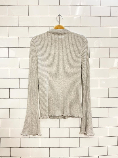 paige iona cotton - silk ribbed flare sleeve knit top - good market thrift store