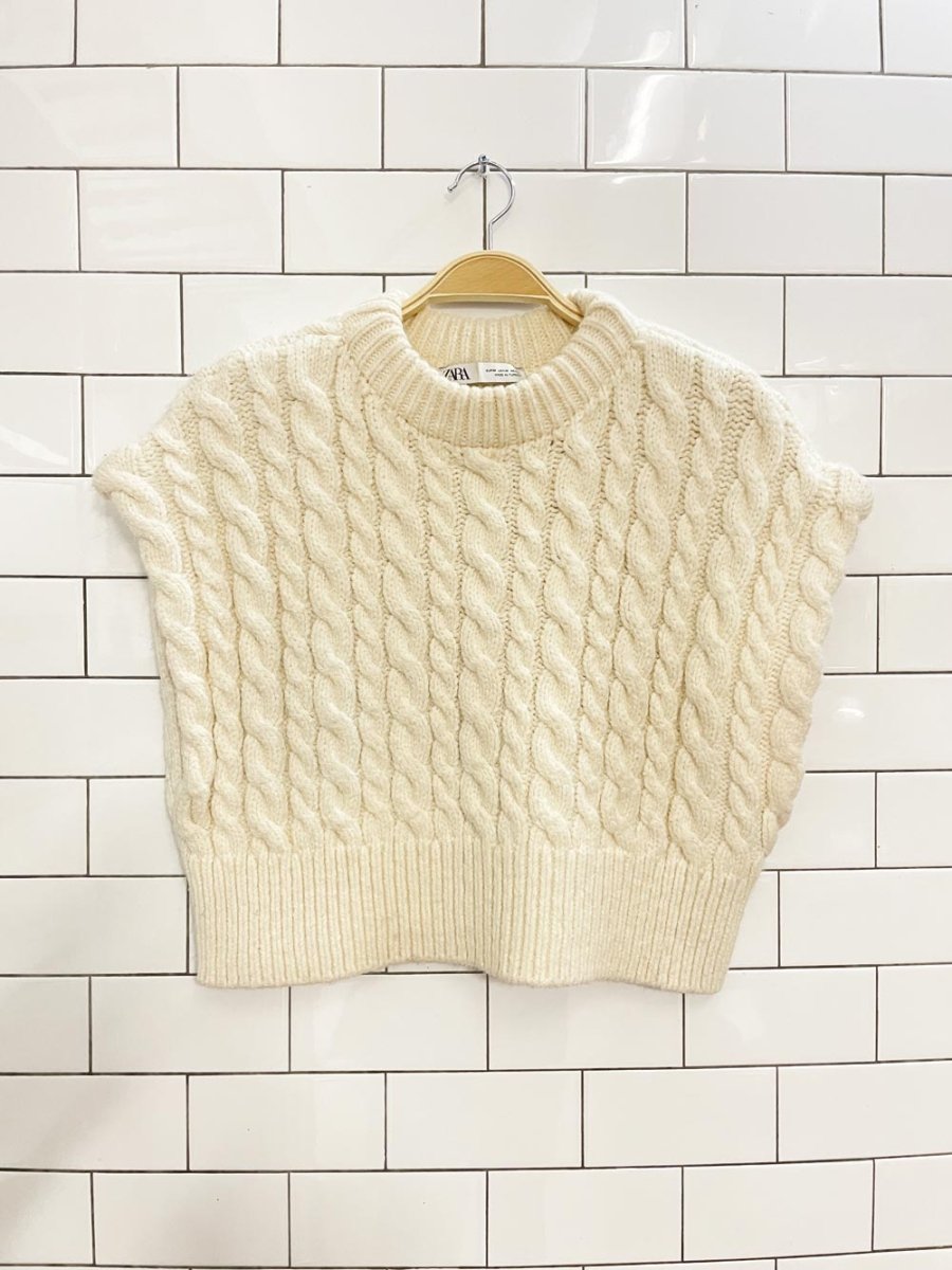 zara chunky cable knit sweater vest - good market thrift store