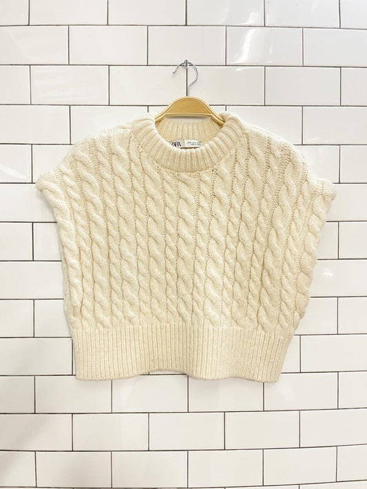 zara chunky cable knit sweater vest - good market thrift store