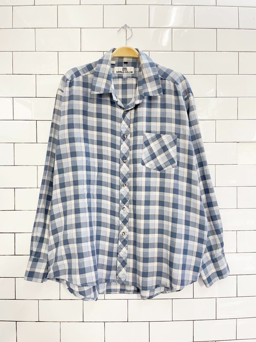 vintage 80s giorgio fellini plaid farm shirt - good market thrift store