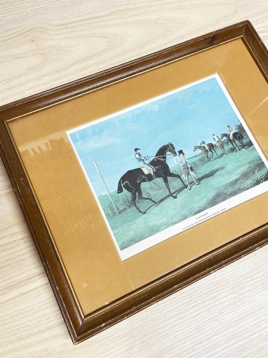 vintage lottery by john frederick herring senr. equestrian framed print - good market thrift store