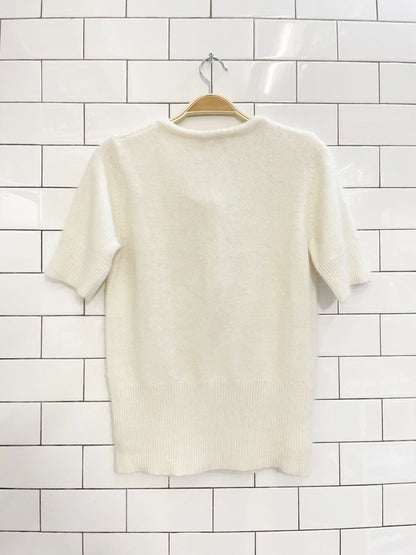 vintage 00s CYC angora - blend tie neck short sleeve knit top - good market thrift store