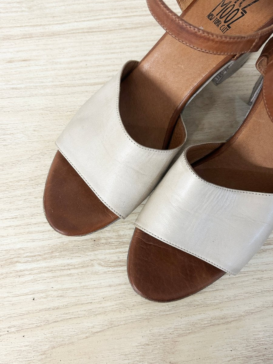 miz mooz aliyah leather ankle strap heeled sandal - good market thrift store