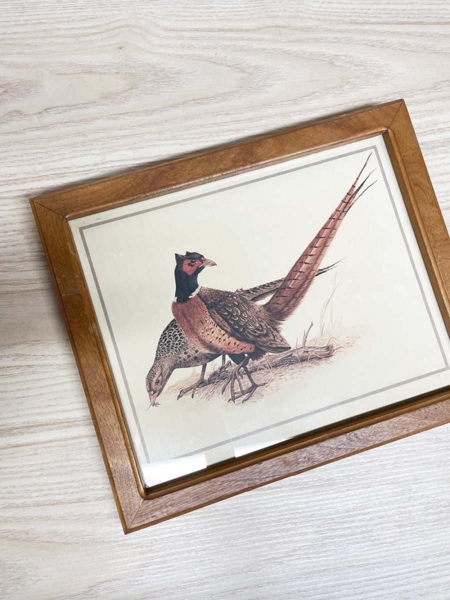 vintage fall pheasants framed print - good market thrift store