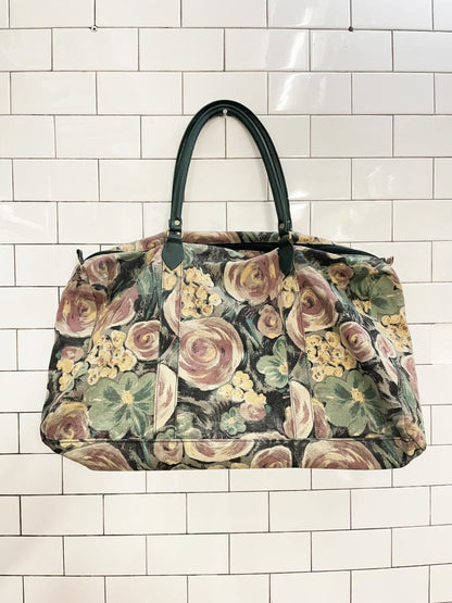 vintage 90s canvas floral travel bag - good market thrift store
