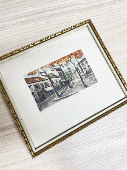 vintage paris la place du tertre watercolour framed art - good market thrift store