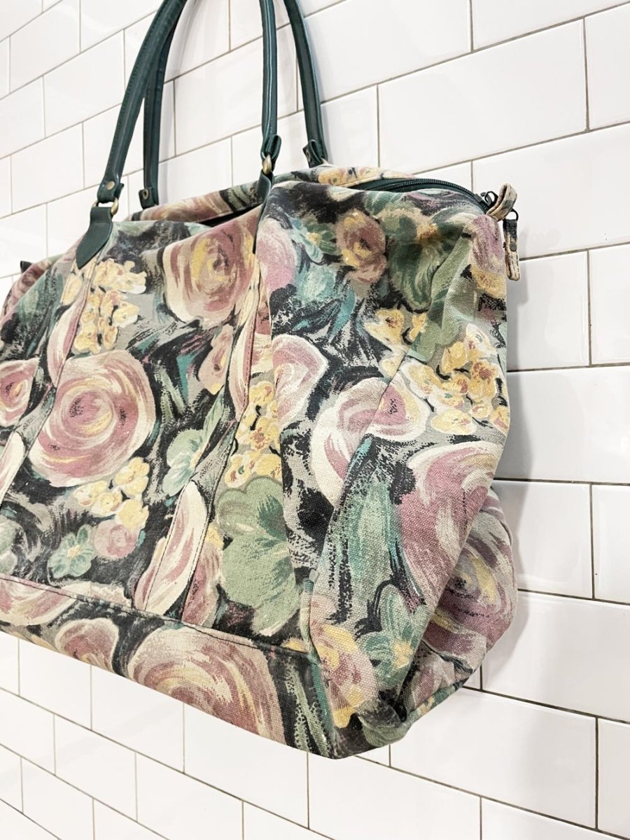 vintage 90s canvas floral travel bag - good market thrift store