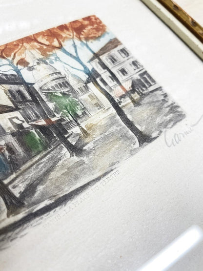 vintage paris la place du tertre watercolour framed art - good market thrift store