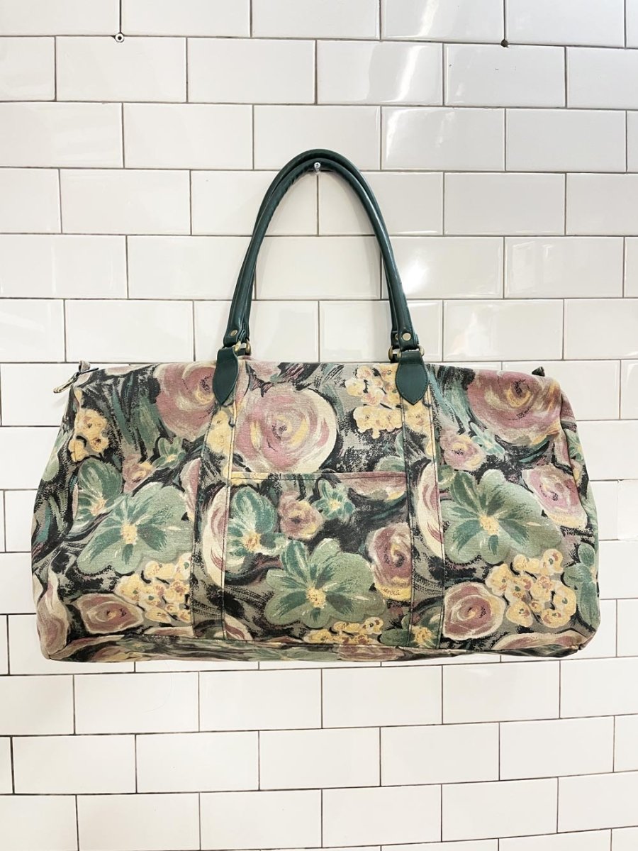 vintage 90s canvas floral travel bag - good market thrift store