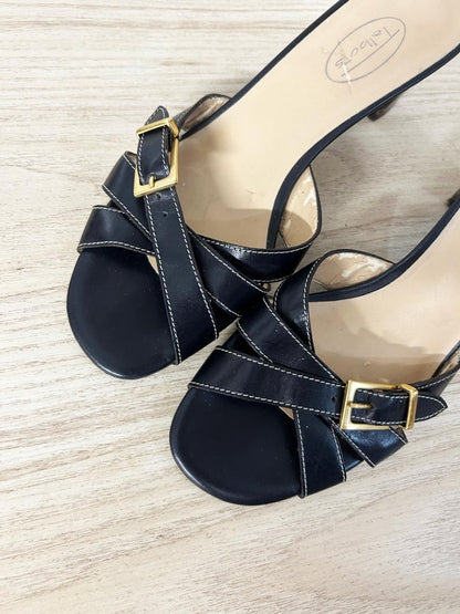 vintage 00s talbots strappy buckle leather slip on sandals - good market thrift store