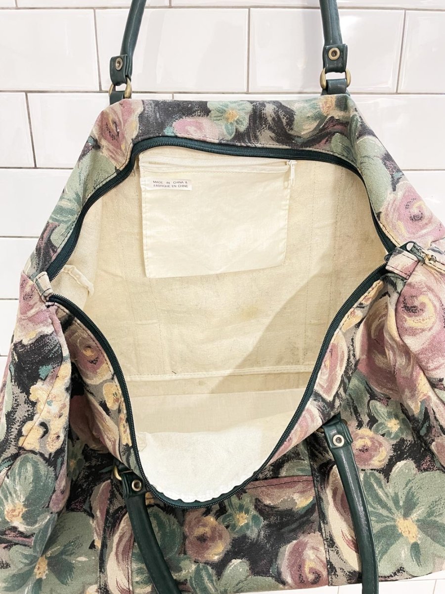 vintage 90s canvas floral travel bag - good market thrift store