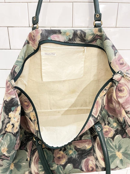 vintage 90s canvas floral travel bag - good market thrift store