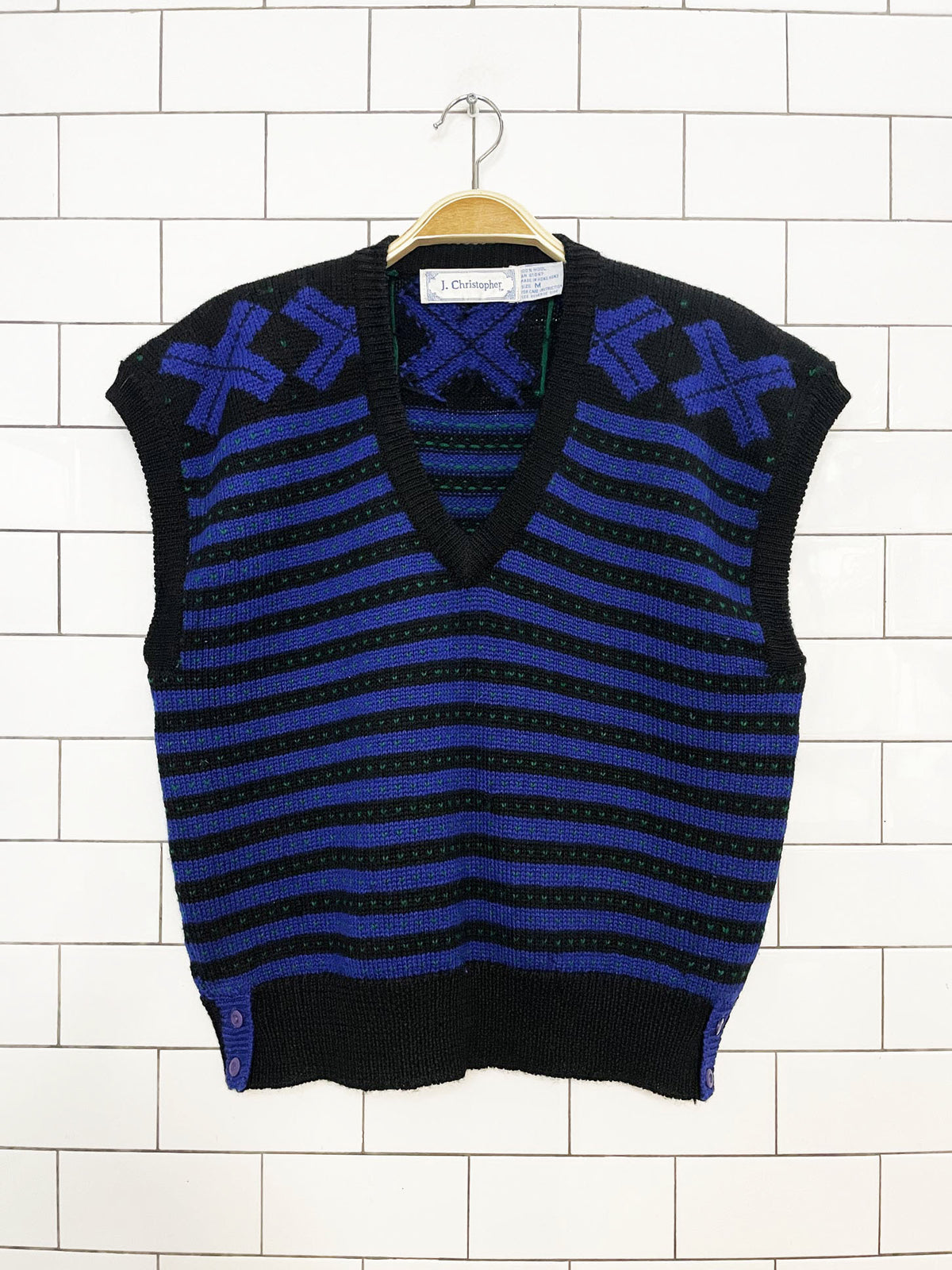 vintage j christopher 100% wool striped sweater vest