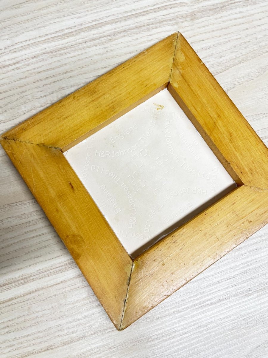 vintage tile flower art wood - framed trivet - good market thrift store