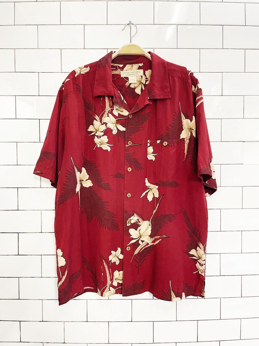 island republic 100% silk resort shirt - good market thrift store